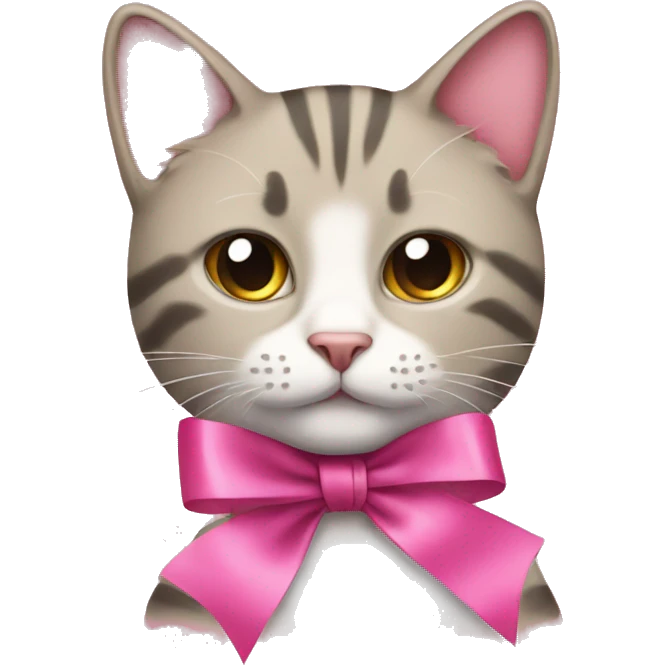 Cat with pink ribbon emoji