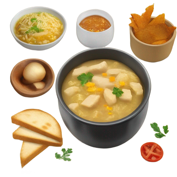 Plato de Sopa de ajiaco en perspectiva emoji