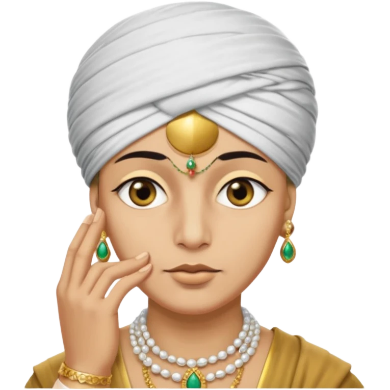 A Sultan shushing while his eyes are white emoji
