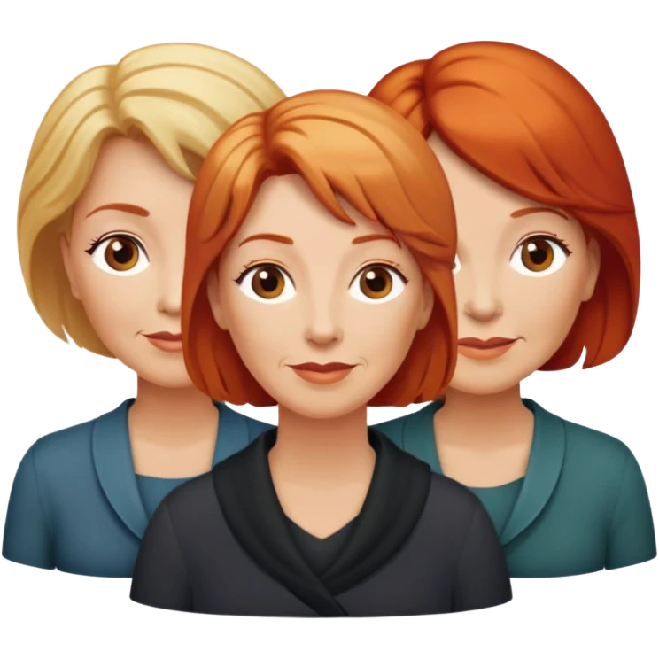 Three girlfriends. Older women. one blonde, one red hair  and copper hair  emoji