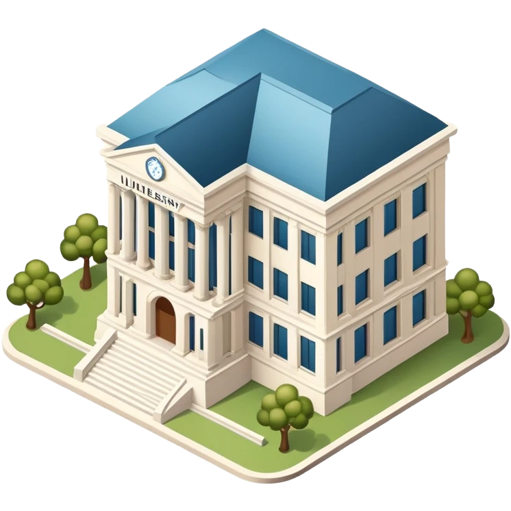 University library building, isometric dollhouse-style, realistic emoji