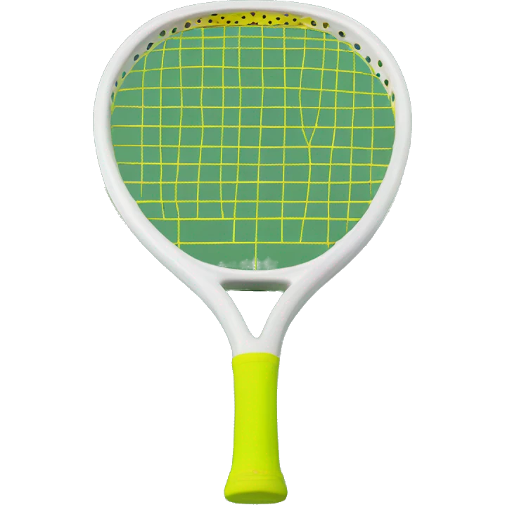 teardrop squash racquet in green with yellow handle emoji
