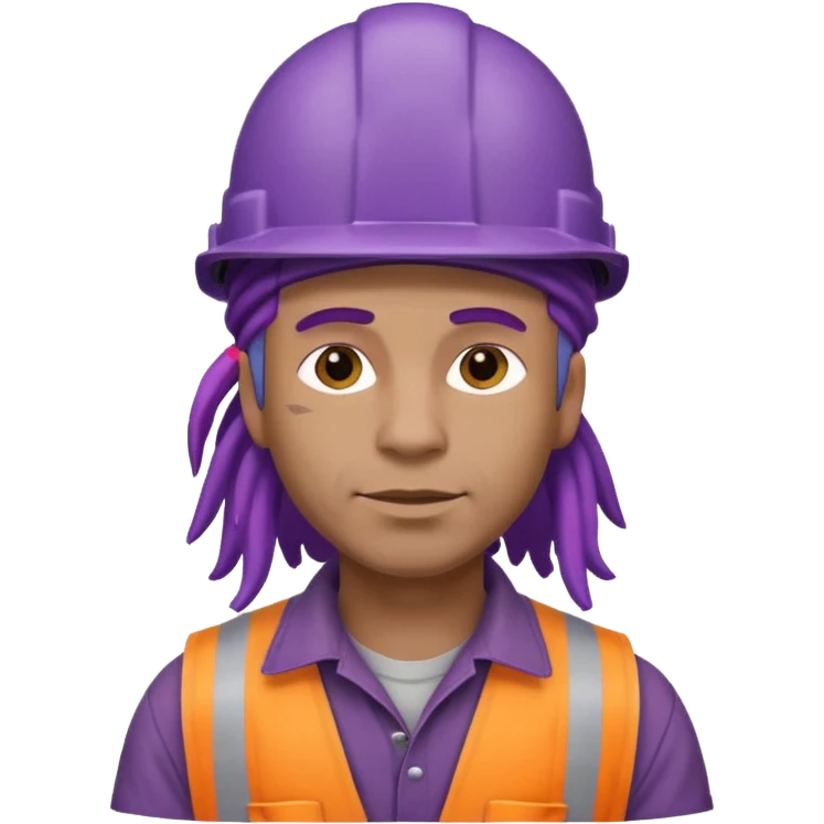 construction worker very dreadlocked purple haired man  emoji