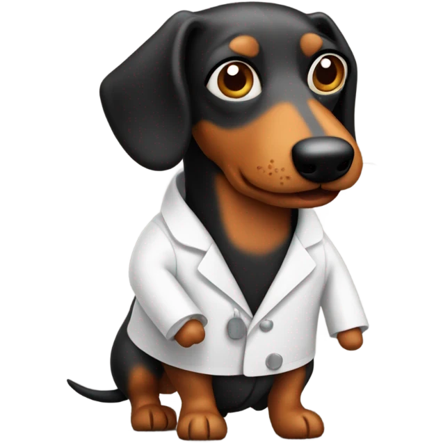 Sausage dog with a scientist coat  emoji