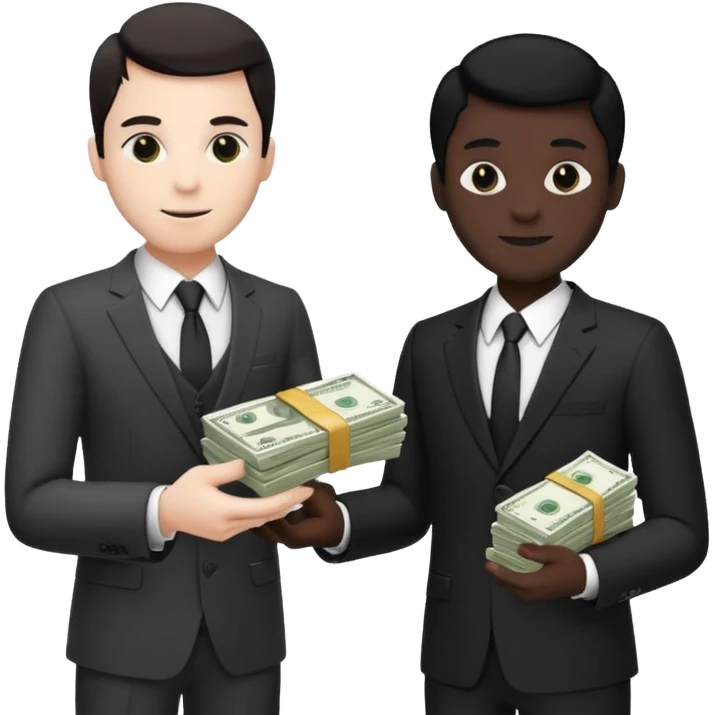 Two men in suits handing over money emoji