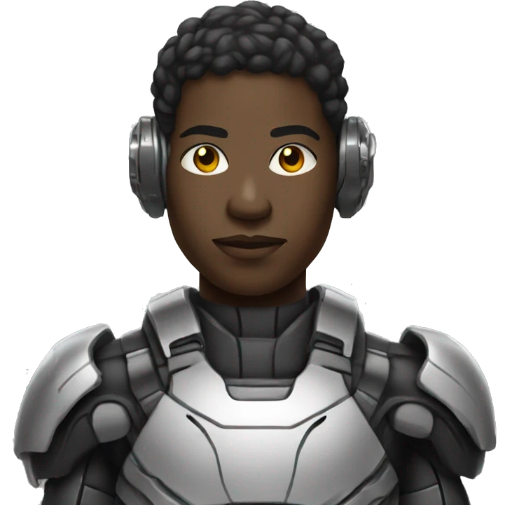 Black person wearing cyborg gear  emoji