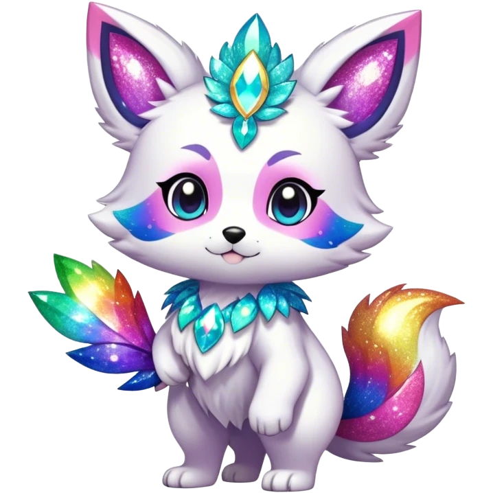 Cute Kawaii Chibi Anthro Sona Pretty Shiny Colorful Sparkly Fakemon Full Body emoji