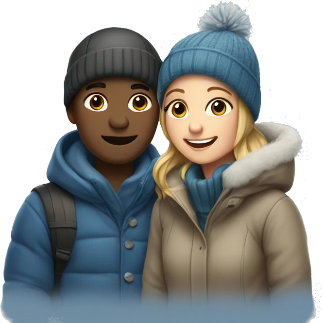 Couple girl and boy in winter emoji