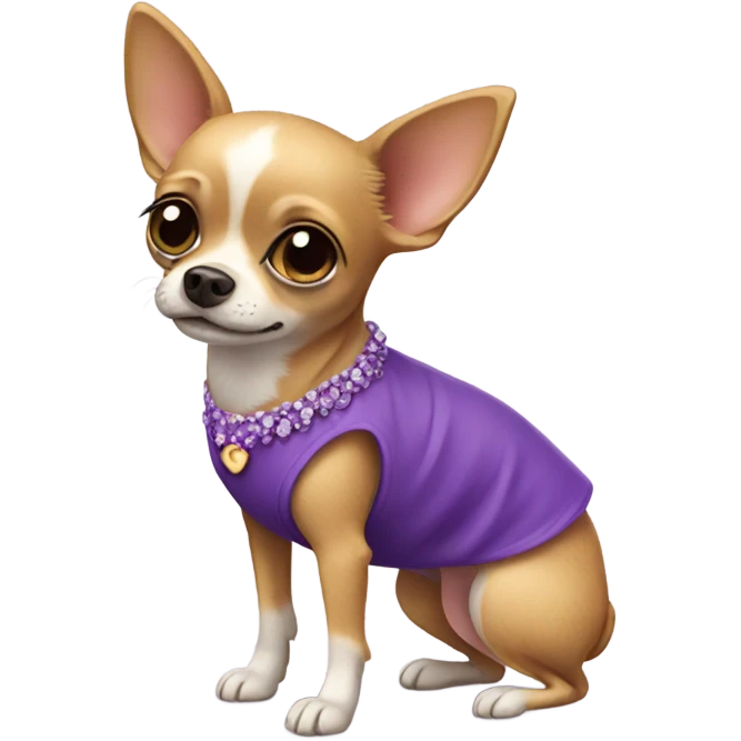 Chihuahua wearing purple dress emoji