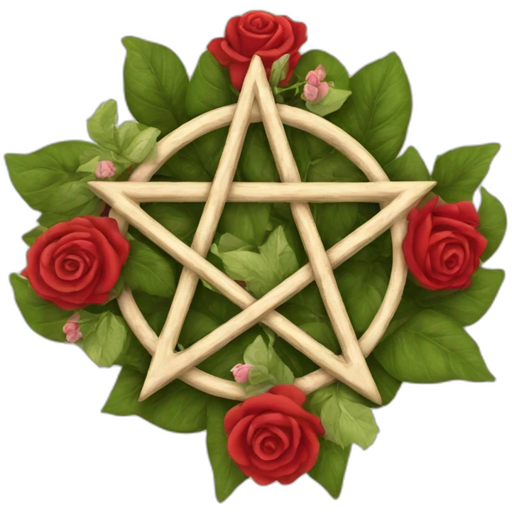 Wiccan pentagram with roses emoji