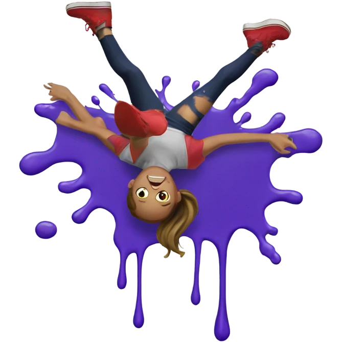 girl falling on puddle of paint on legs emoji