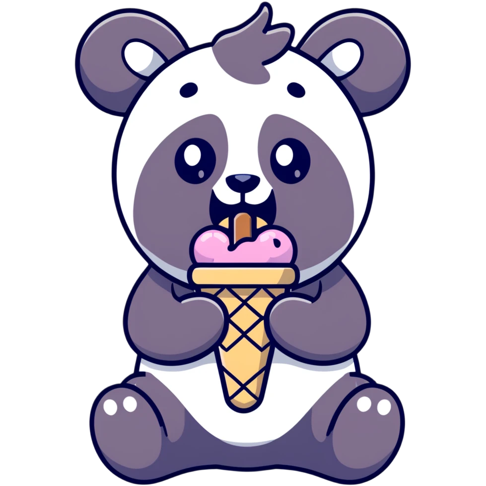 Panda eating ice cream emoji