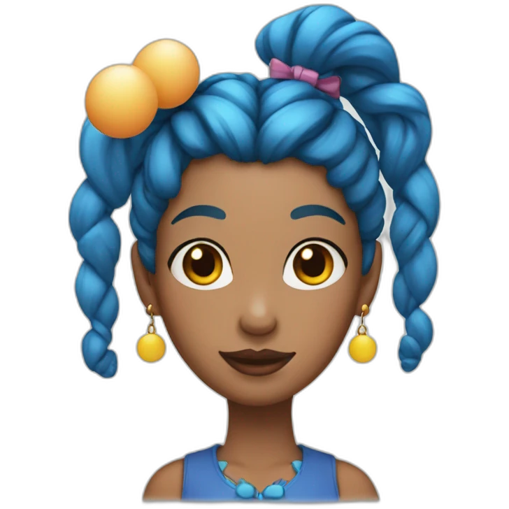 lady with blue pigtails and egg earrings emoji