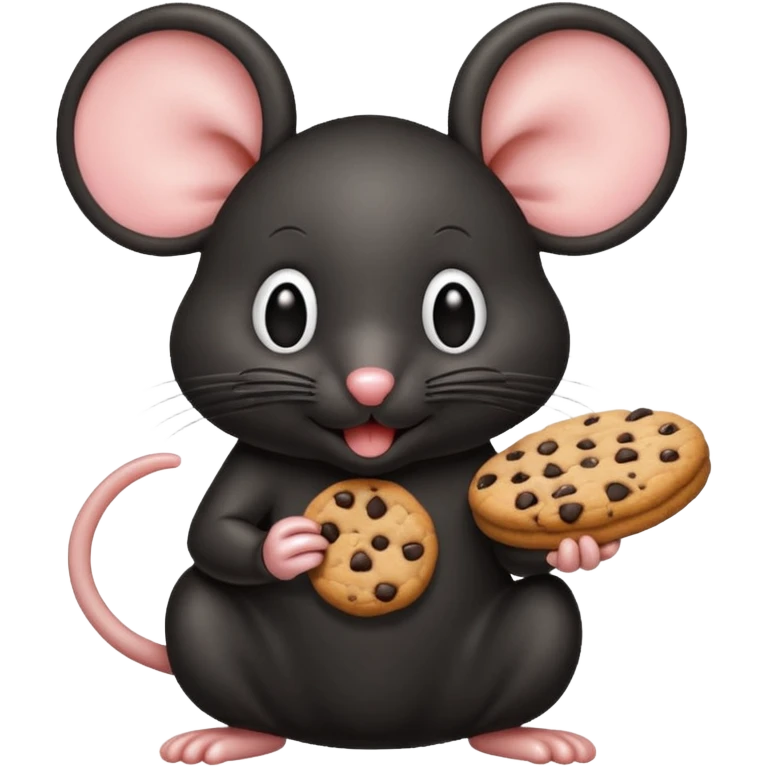 black mouse eating cookie emoji