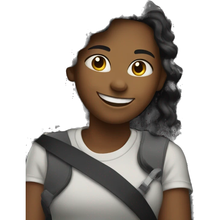 smiling girl in car interior emoji