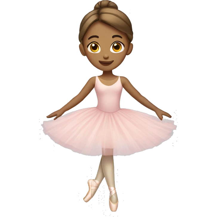 Ballerina with brown hair and light skin doing allegro emoji