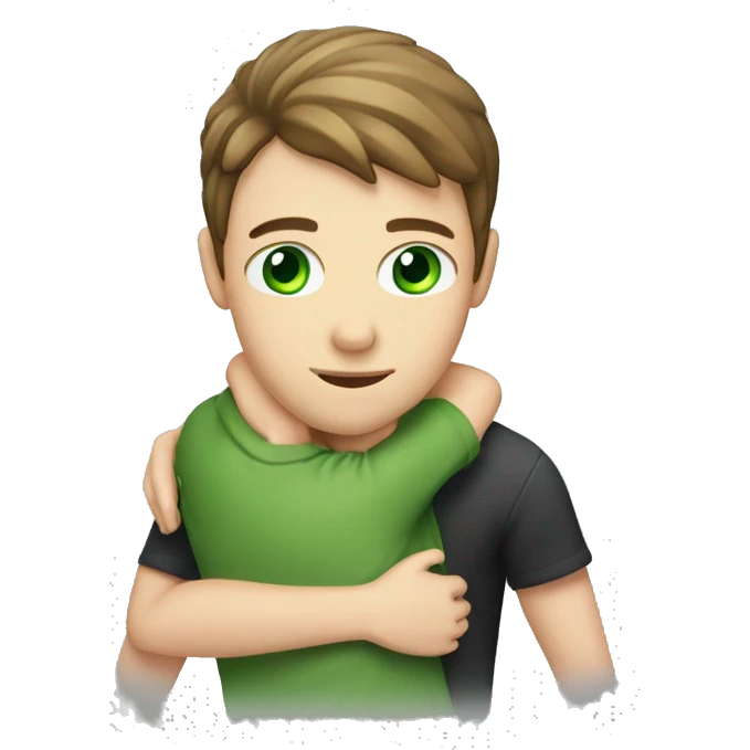 Hug cuple change male with green eye emoji