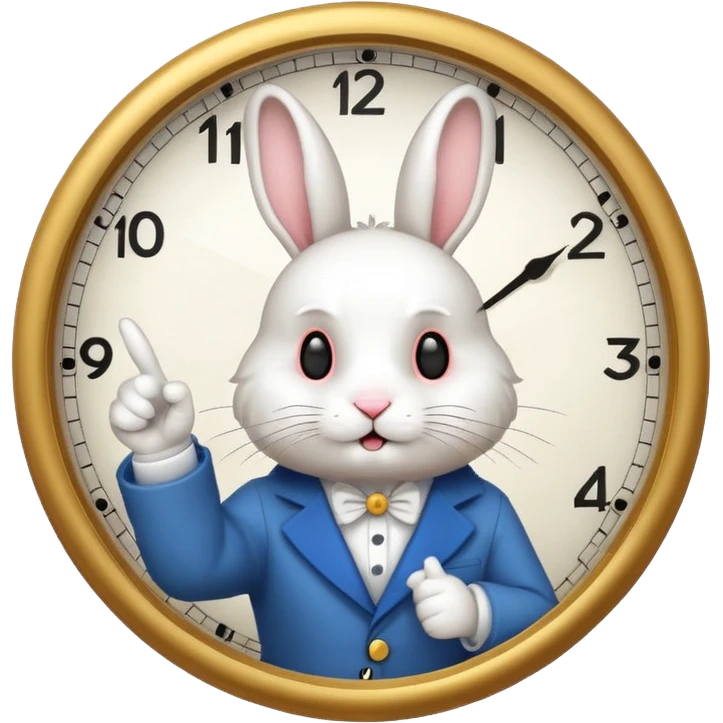 rabbit pointint time on clock  emoji