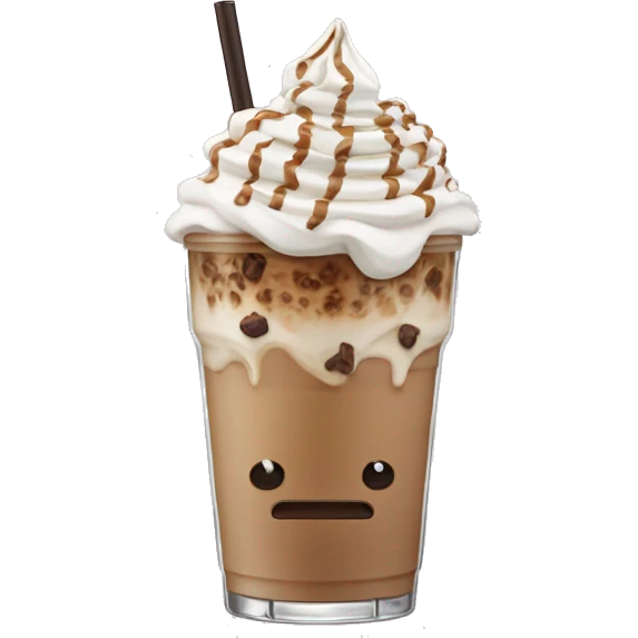Iced latte with whipped cream and cookie crumbles on top  emoji