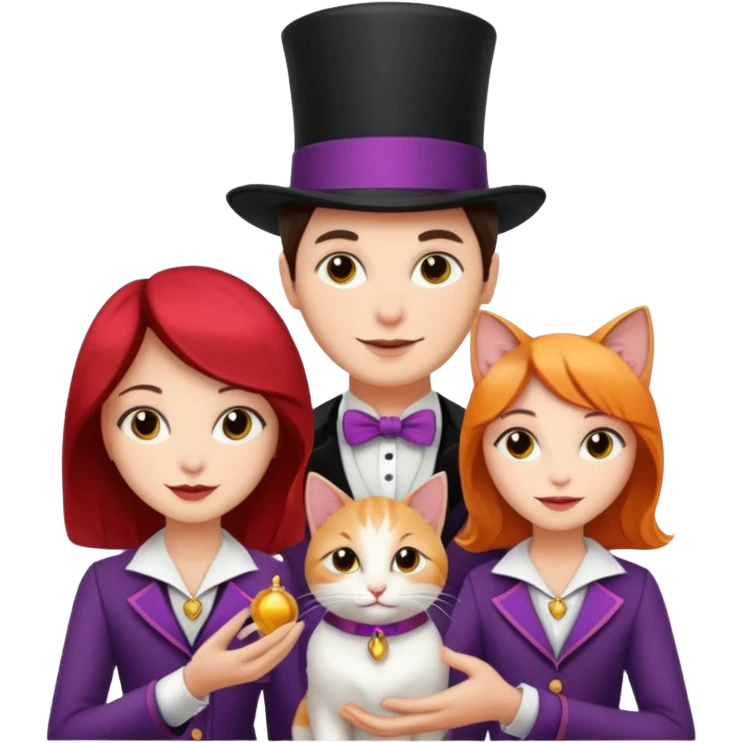 magician couple and their pet cat emoji