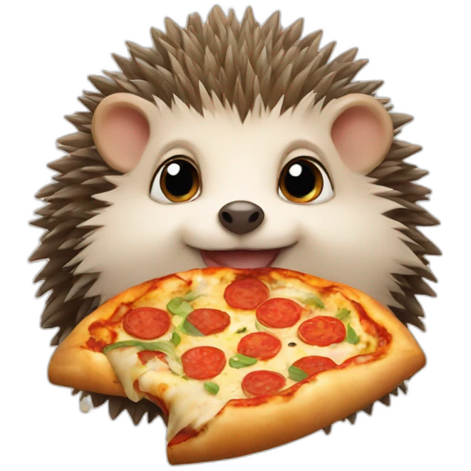 Little hedgehog eat a vegan pizza emoji