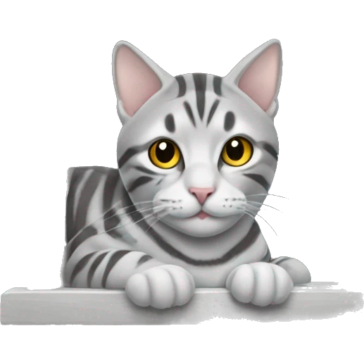 Silver tabby cat window emoji