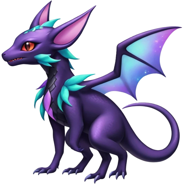 Shiny Ethereal Celestial Nebulae Salandit-Noivern-Espeon-Hybrid (Full body) emoji