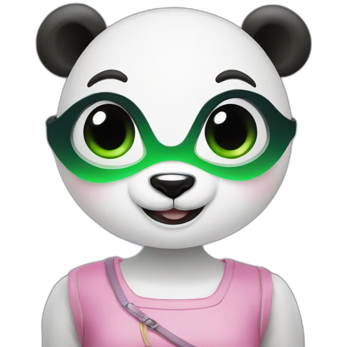 Green-eyed panda girl with brackfast emoji