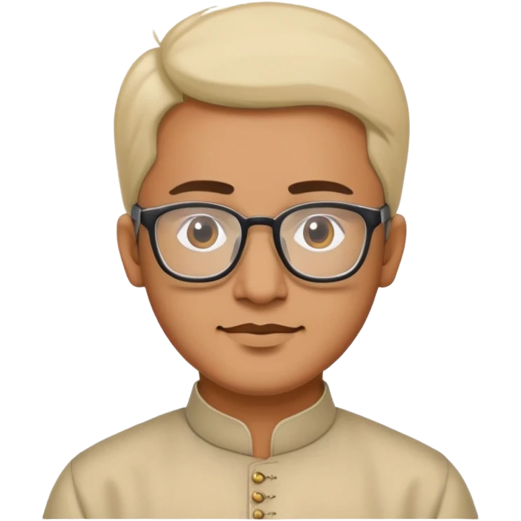 man with wheatish skin tone, wearing kurta with rectangle glasses emoji