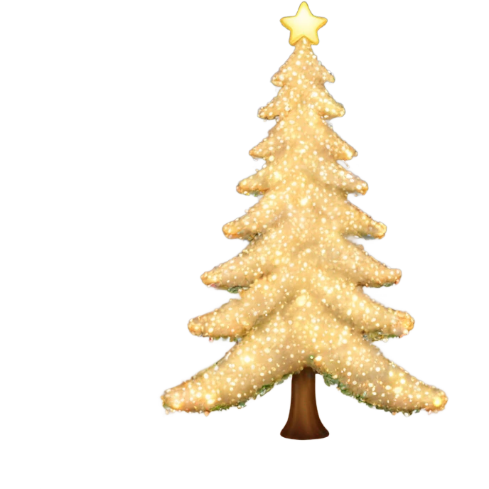 Christmas tree lit up and beautiful emoji