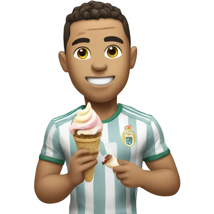 Ronaldo eating an ice cream emoji