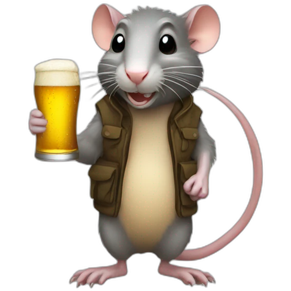 Splinter rat with a beer emoji