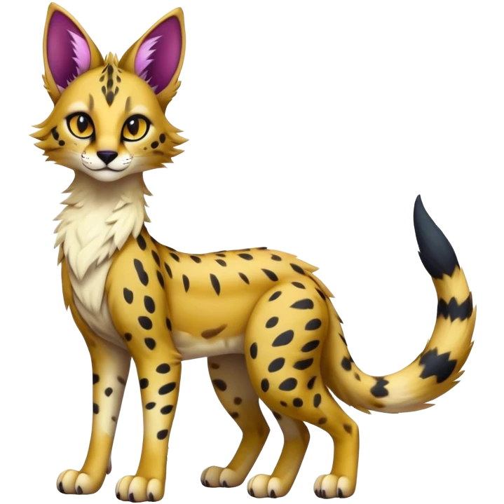 Epic Cute Colorful Dark Sergal-Serval-Vernid full body emoji