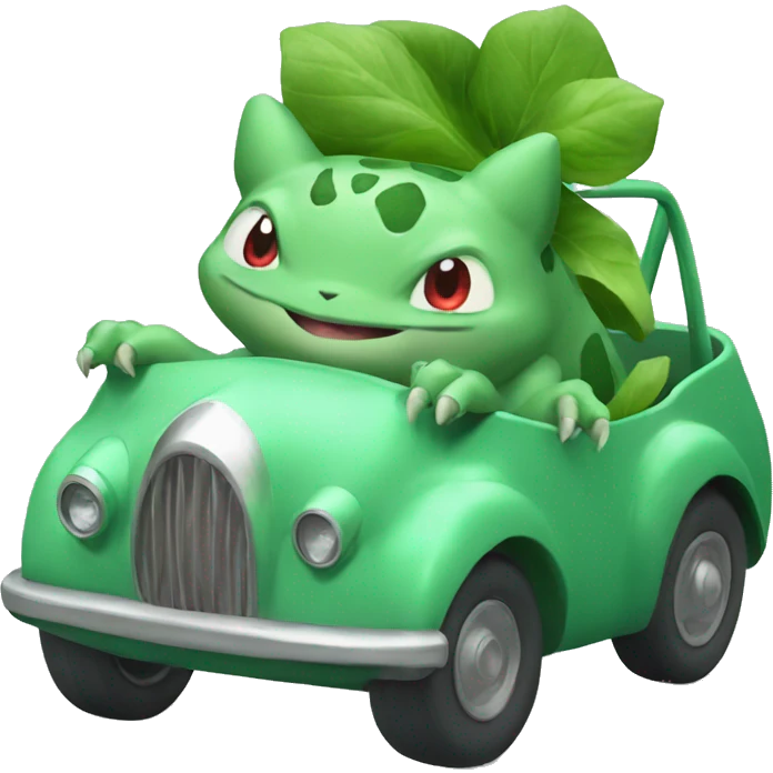 Bulbasaur driving a car emoji