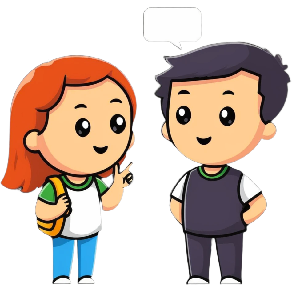 young man and woman talking emoji