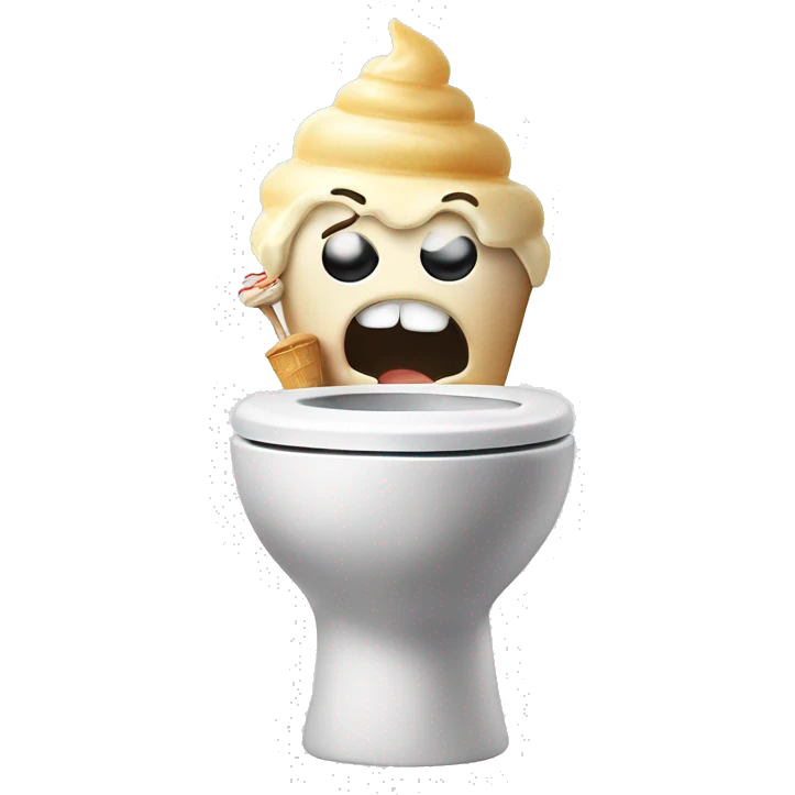 Skibidi toilet with head popping out eating ice cream emoji