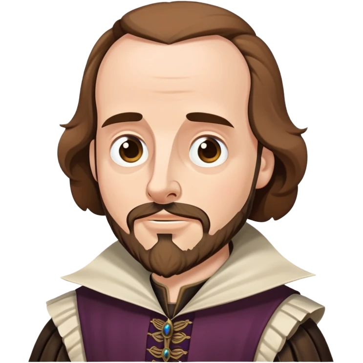 Shakespeare as a fun cartoon character with exaggerated dramatic expression emoji