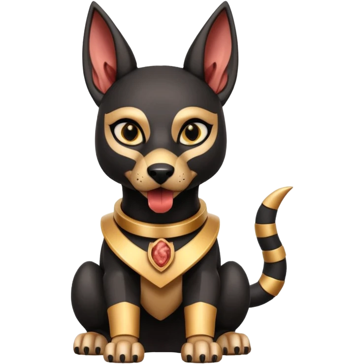  Fit mean Short-eared Black fur beautiful female robo anubis puppy statue posed biting bacon  emoji