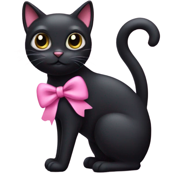 A black cat with a pink  bow  emoji