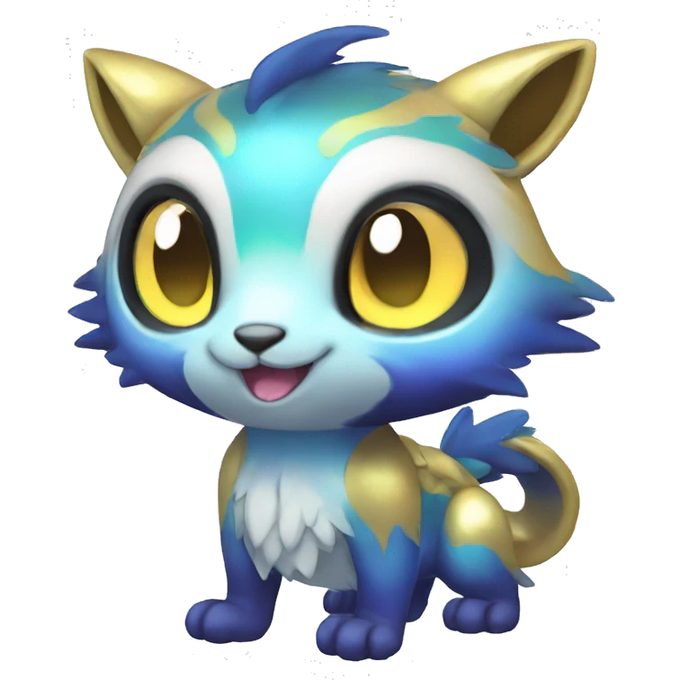 Cute cool shiny colorful fantasy animal hybrid Fakemon full body emoji