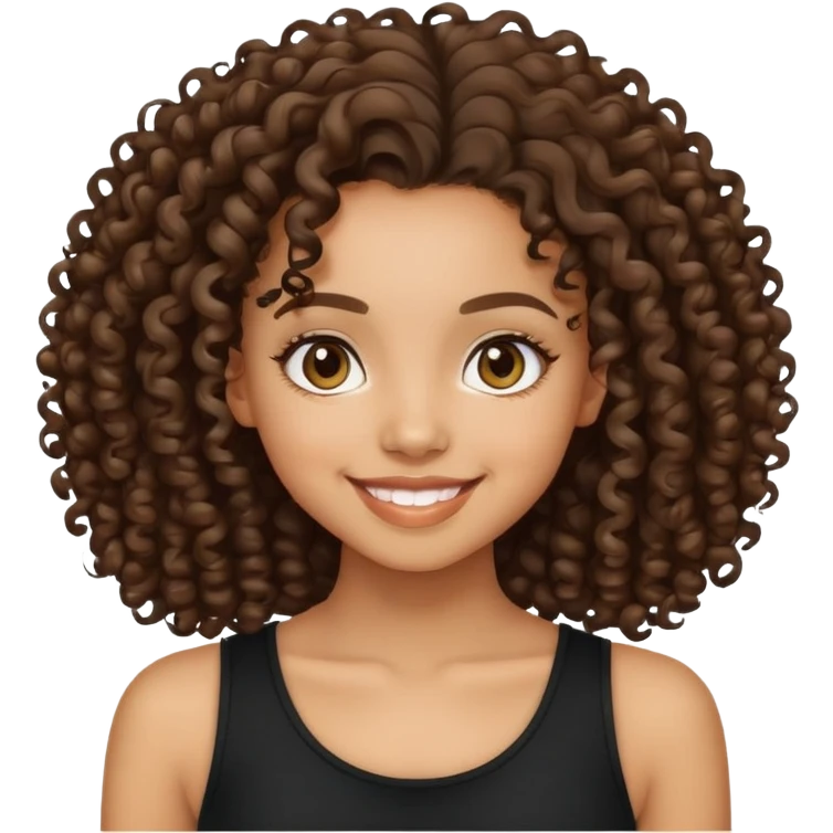 Lightskin girl with curly hair pretty smile and black top emoji