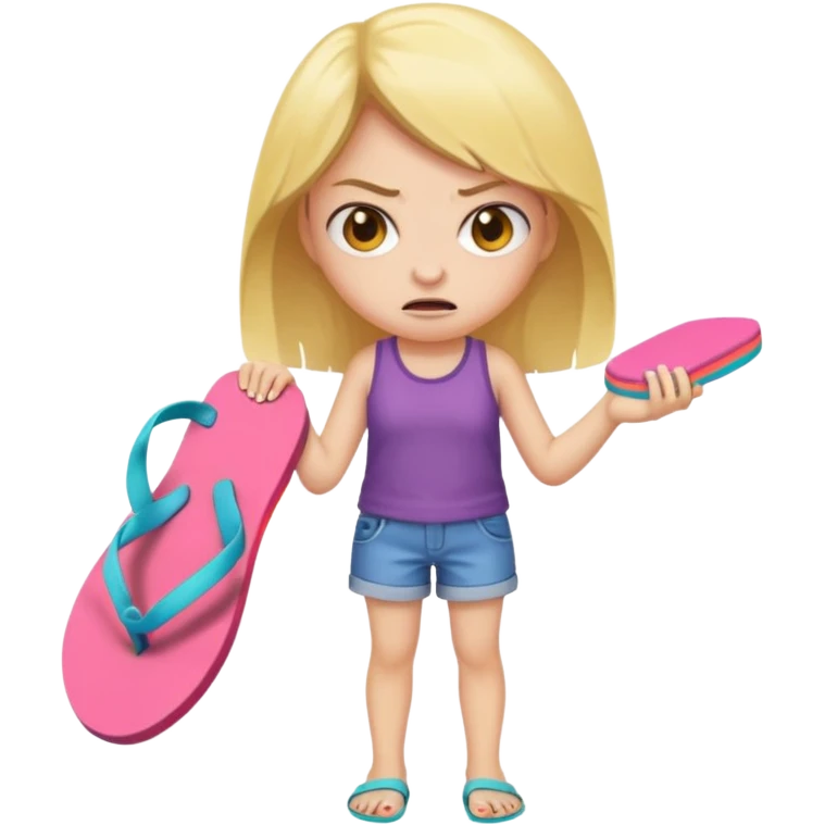Una chica enojada con una chancla en la mano emoji