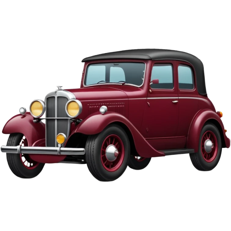 Car with classic look in maroon and black colour emoji