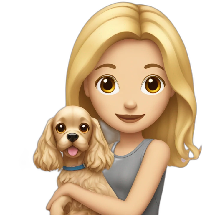 blonde girl with cocker spaniel emoji