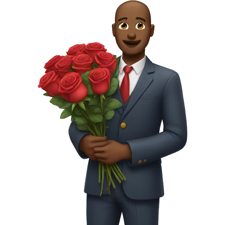 a man with a  bunch of roses emoji