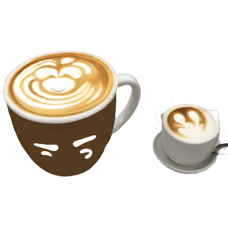 Apple Mac Book mit einem Cappuccino mit Latte Art emoji