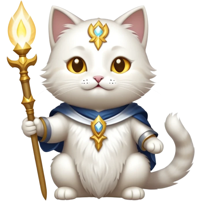 cute cat paladin casting a holy light spell emoji