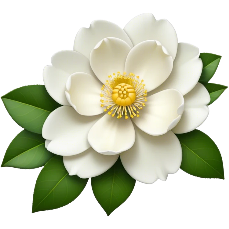 single Camellia japonica, straight stem emoji