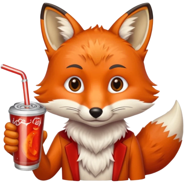 Fox whit a soda called soda pop emoji