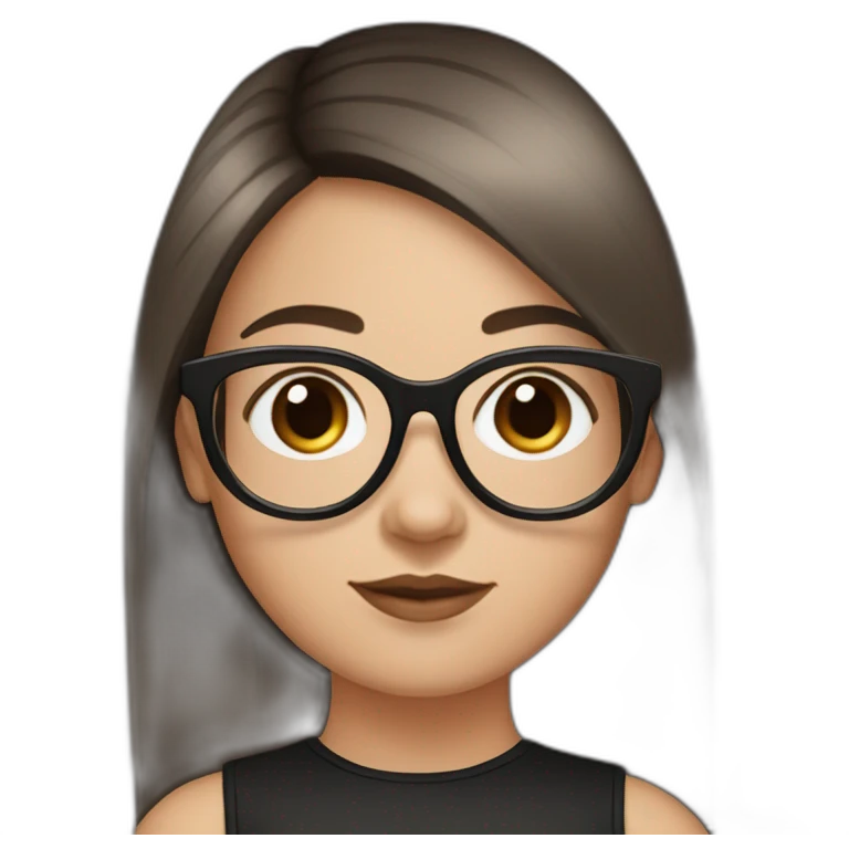 young white girl with rose gold glasses and black to brown straight hair emoji
